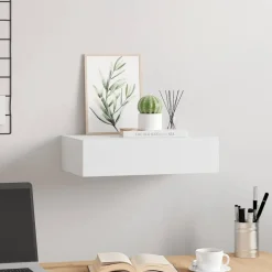 vidaXL Estante con cajón de pared MDF 40x23,5x10 cm Blanco New