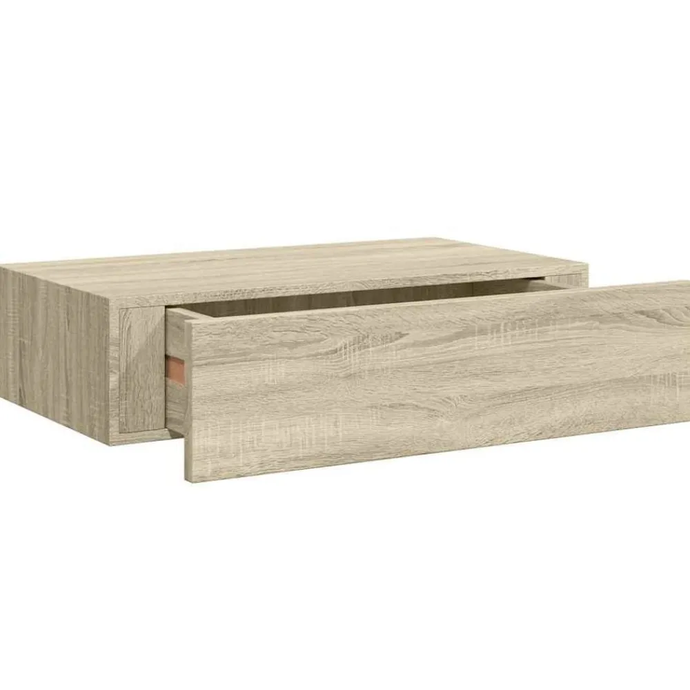 vidaXL Estante con cajón de pared MDF 40x23,5x10 cm Roble