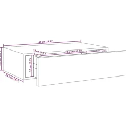 vidaXL Estante con cajón de pared MDF 40x23,5x10 cm Roble