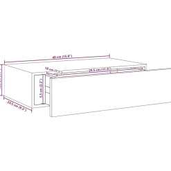 vidaXL Estanterías-Estante con cajón de pared MDF 40x23,5x10 cm