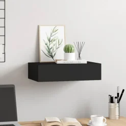 vidaXL Estanterías-Estante con cajón de pared MDF 40x23,5x10 cm