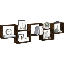 vidaXL Estanterías-Estante cubo de pared 5 compartimentos madera