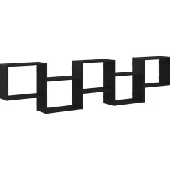 vidaXL Estante cubo de pared 5 compartimentos madera ingeniería Negro Sale