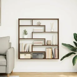 vidaXL Estante cubo de pared 7 compartimentos madera roble marrón Marr&oacute;n roble Outlet