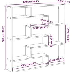 vidaXL Estante cubo de pared 7 compartimentos madera roble marrón Marr&oacute;n roble Outlet