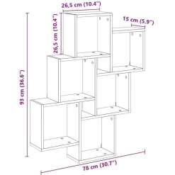 vidaXL Estante cubo de pared madera ingeniería envejecida 78x15x93 cm Madera antigua New