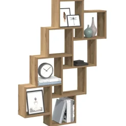 vidaXL Estanterías-Estante cubo de pared madera ingeniería roble 90x15x119,5 cm