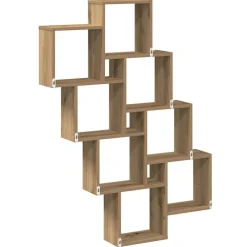 vidaXL Estanterías-Estante cubo de pared madera ingeniería roble 90x15x119,5 cm