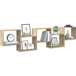 vidaXL Estanterías-Estante cubo de pared 5 compartimentos madera