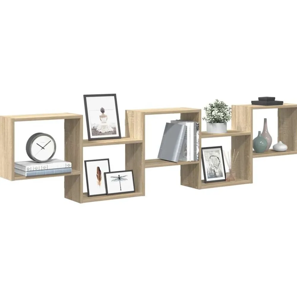 vidaXL Estanterías-Estante cubo de pared 5 compartimentos madera