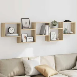 vidaXL Estanterías-Estante cubo de pared 5 compartimentos madera