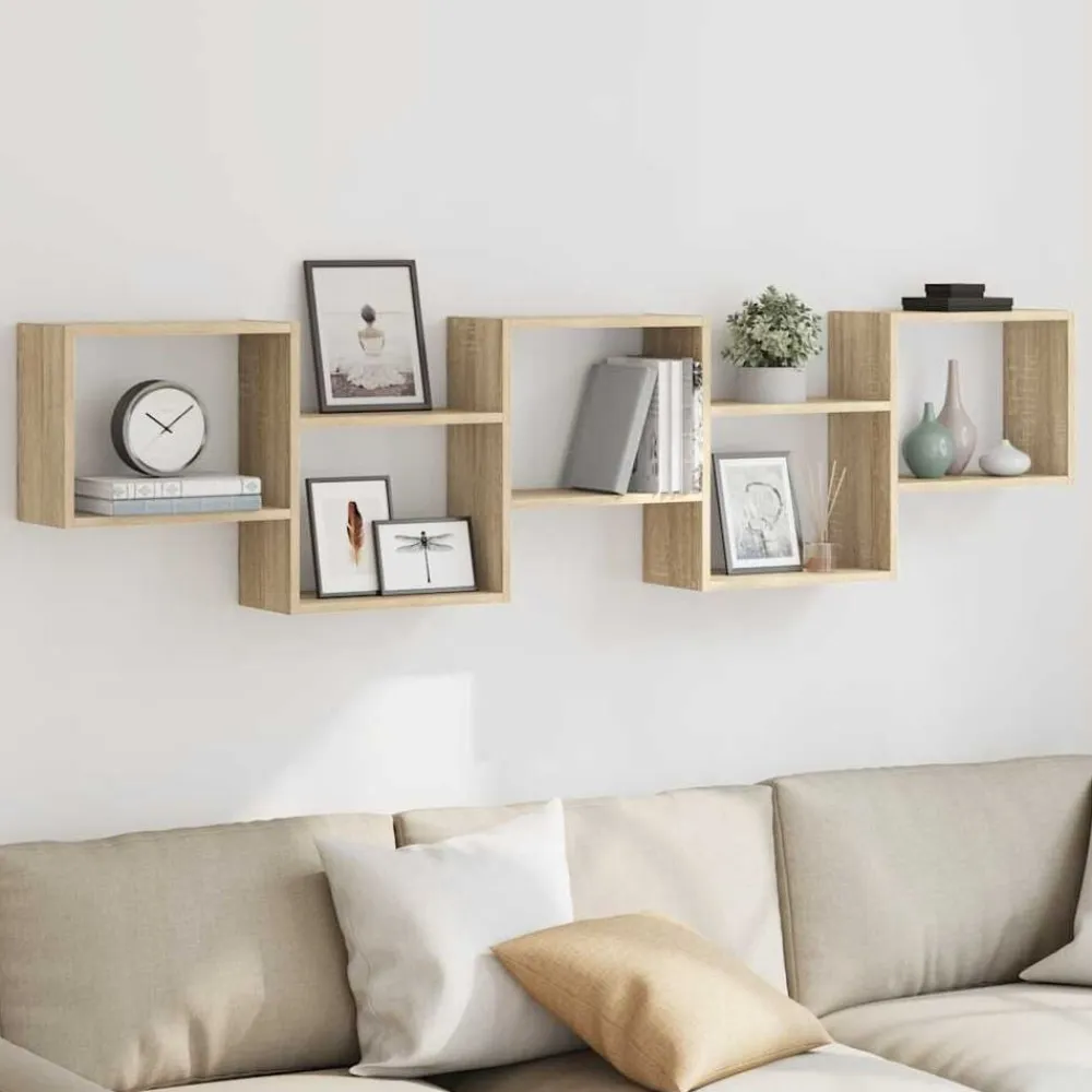 vidaXL Estanterías-Estante cubo de pared 5 compartimentos madera