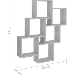 vidaXL Estante cubo de pared contrachapado gris hormigón 78x15x93 cm Gris hormig&oacute;n Discount