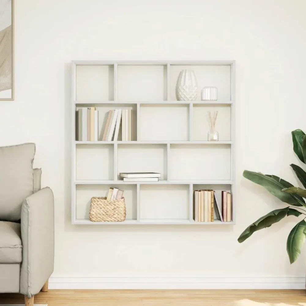 vidaXL Estanterías-Estante cubo pared 12 compartimentos madera ingeniería