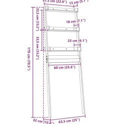 vidaXL Estante de baño madera maciza de pino 63,5x32x179 cm Blanco Hot