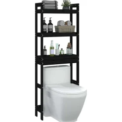 vidaXL Estante de baño madera maciza de pino 63x26x171 cm Negro Best