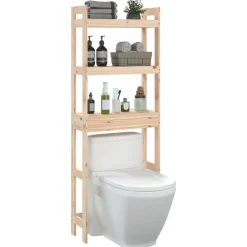 vidaXL Estante de baño madera maciza de pino 63x26x171 cm Natural Hot