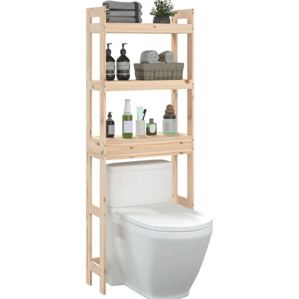 vidaXL Estante de baño madera maciza de pino 63x26x171 cm Natural Hot