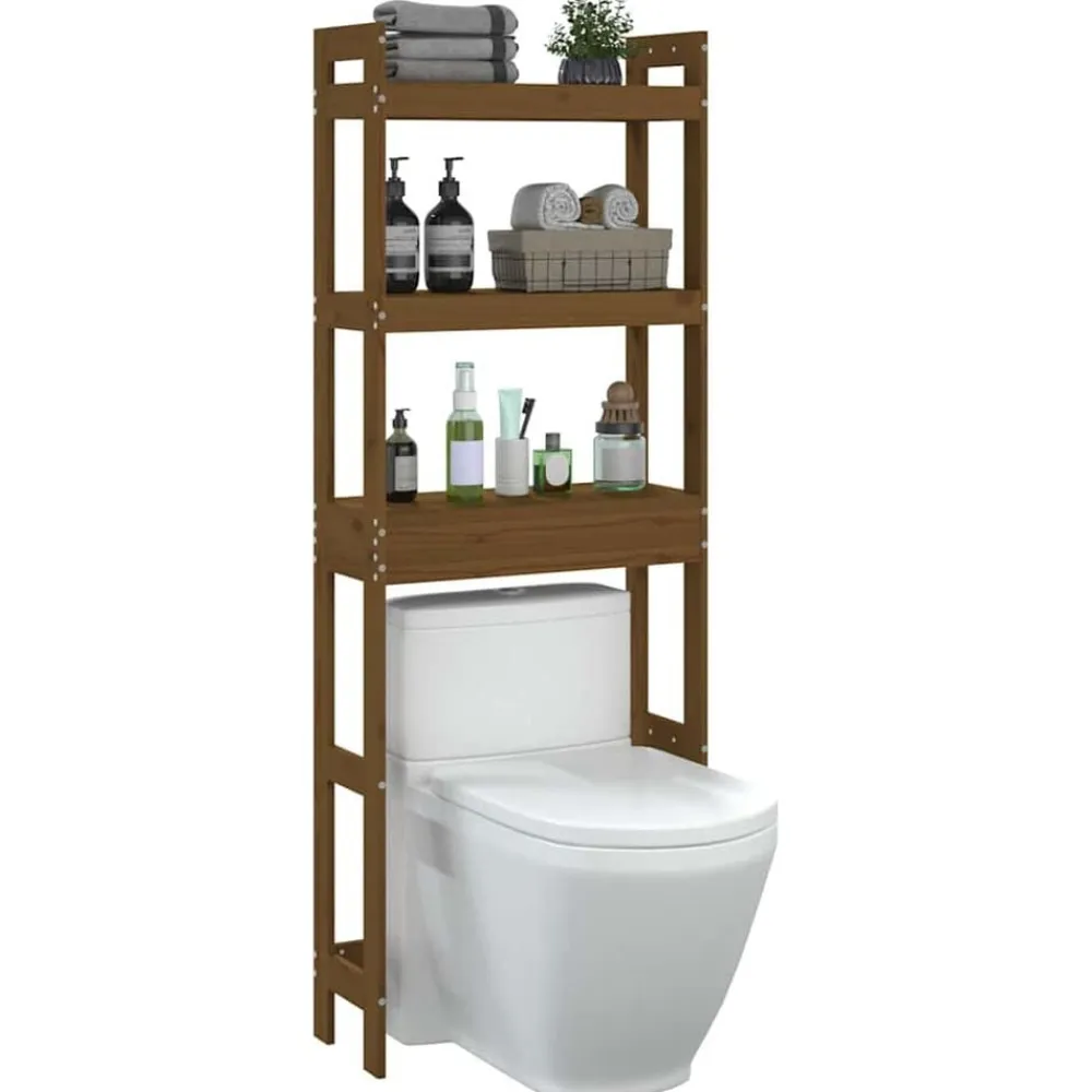 vidaXL Estante de baño madera maciza de pino marrón miel 63x26x171 cm Marrón miel Hot