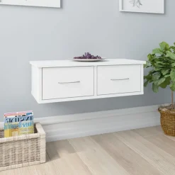 vidaXL Estante de cajones para pared madera contrachapada 60x26x18,5cm Blanco Discount