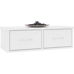 vidaXL Estante de cajones para pared madera contrachapada 60x26x18,5cm Blanco Discount