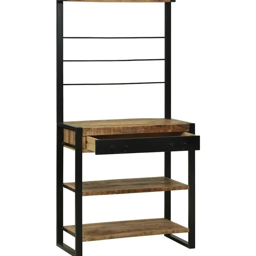 vidaXL Estante de cocina Marrón y Negro 80 x 40 x 160 cm Natural Outlet