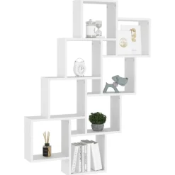 vidaXL Estante de cubo pared madera contrachapada 90x15x119 cm Blanco Best