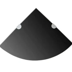 vidaXL Estante de esquina con soportes cromados vidrio 25x25 cm Negro Outlet