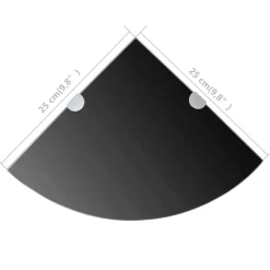 vidaXL Estante de esquina con soportes cromados vidrio 25x25 cm Negro Outlet
