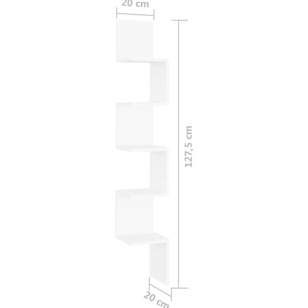 vidaXL Estanterías-Estante de esquina de pared madera contrachapada 20x20x127,5 cm