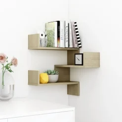 vidaXL Estante de esquina pared contrachapado 40x40x50 cm Roble Sonoma Discount