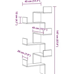 vidaXL Estanterías-Estante de Esquina de Pared 45 x 45 x 147 cm
