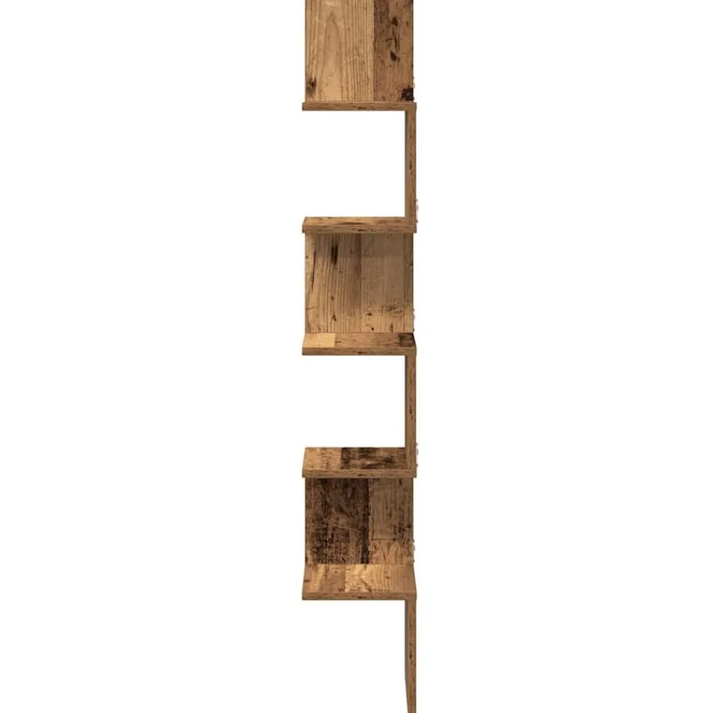 vidaXL Estante de esquina de pared ingeniería envejecida 20x20x127,5cm Madera antigua New