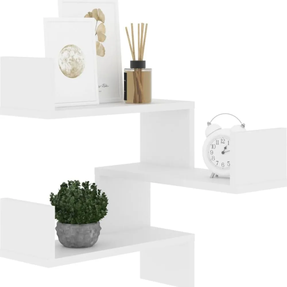 vidaXL Estante de esquina de pared madera contrachapada 40x40x50 cm Blanco Discount