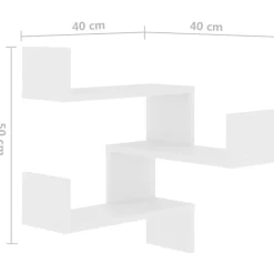 vidaXL Estante de esquina de pared madera contrachapada 40x40x50 cm Blanco Discount