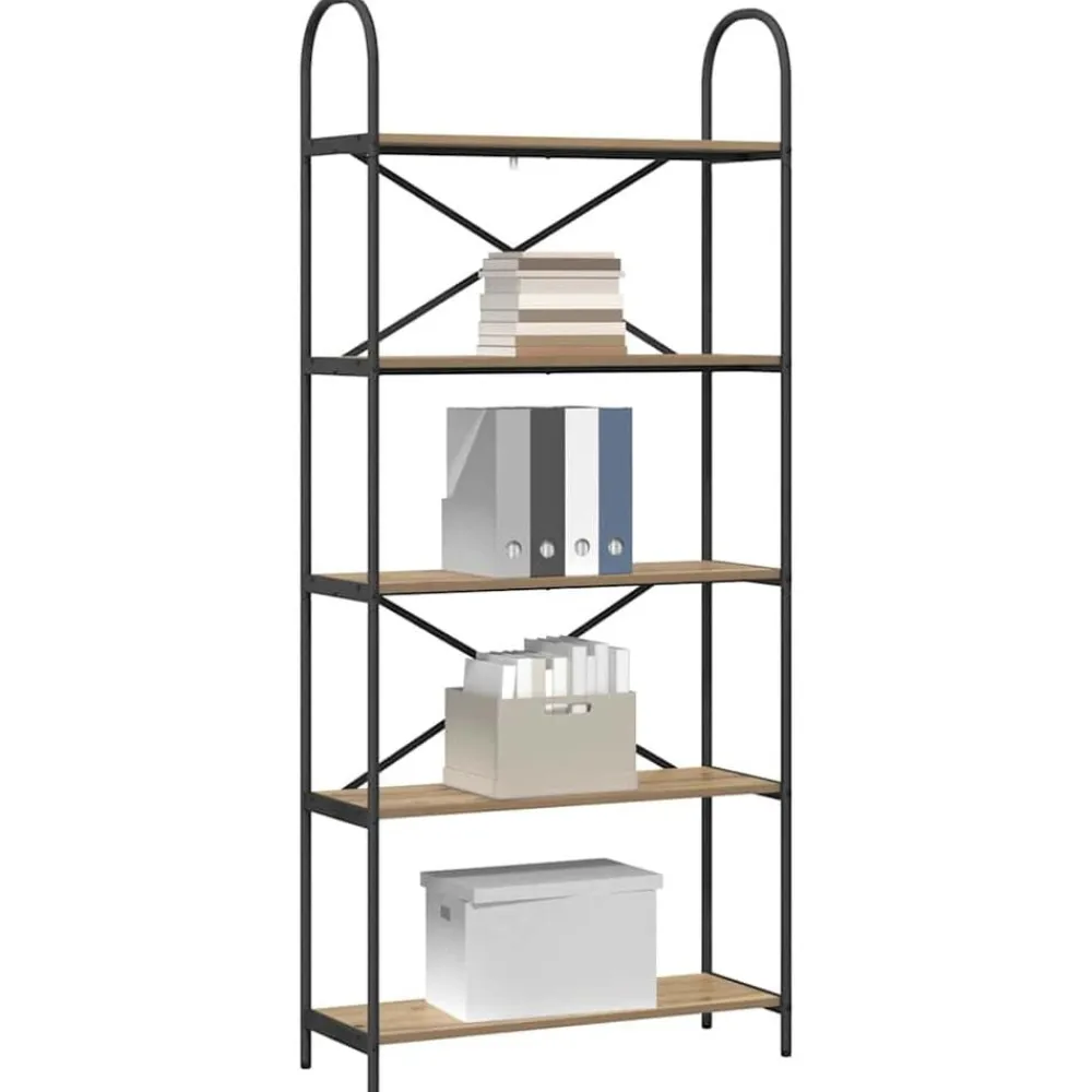 vidaXL Estante de libros Roble artesanal 80 x 30 x 183 cm Roble artisan Clearance
