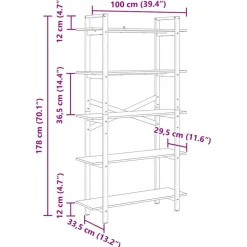 vidaXL Estanterías-Estante de libros 100 x 33,5 x 178 cm