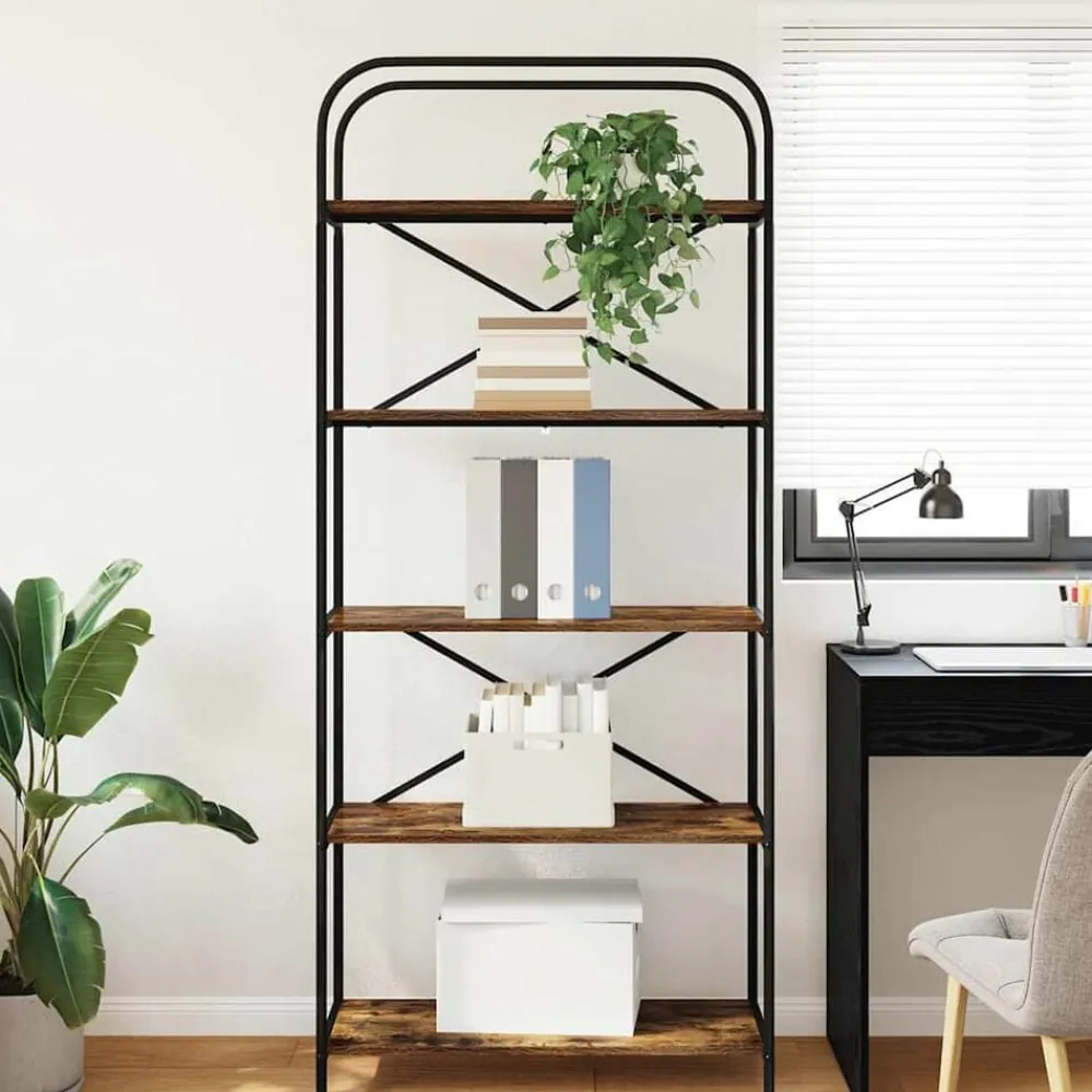 vidaXL Estante de libros 80 x 30 x 183 cm Roble ahumado Outlet