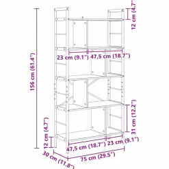 vidaXL Estante de libros 75 x 30 x 156 cm Roble Sonoma Best