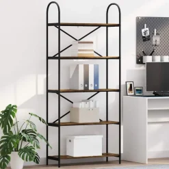 vidaXL Estante de libros 80 x 30 x 183 cm Roble ahumado Sale