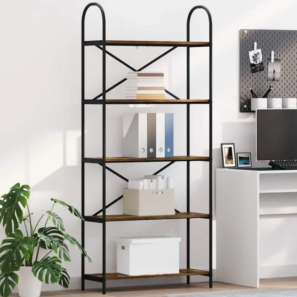 vidaXL Estante de libros 80 x 30 x 183 cm Roble ahumado Sale
