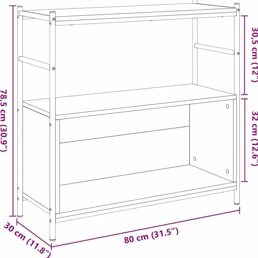 vidaXL Estanterías-Estante de libros 80 x 30 x 78.5 cm
