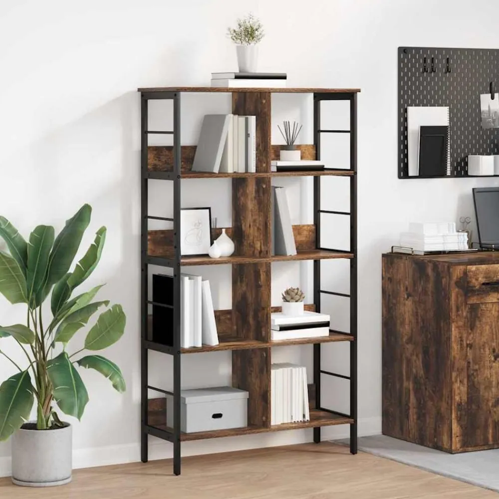 vidaXL Estante de libros 82 x 32 x 144,5 cm Roble ahumado Sale