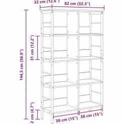 vidaXL Estante de libros 82 x 32 x 144,5 cm Roble ahumado Sale