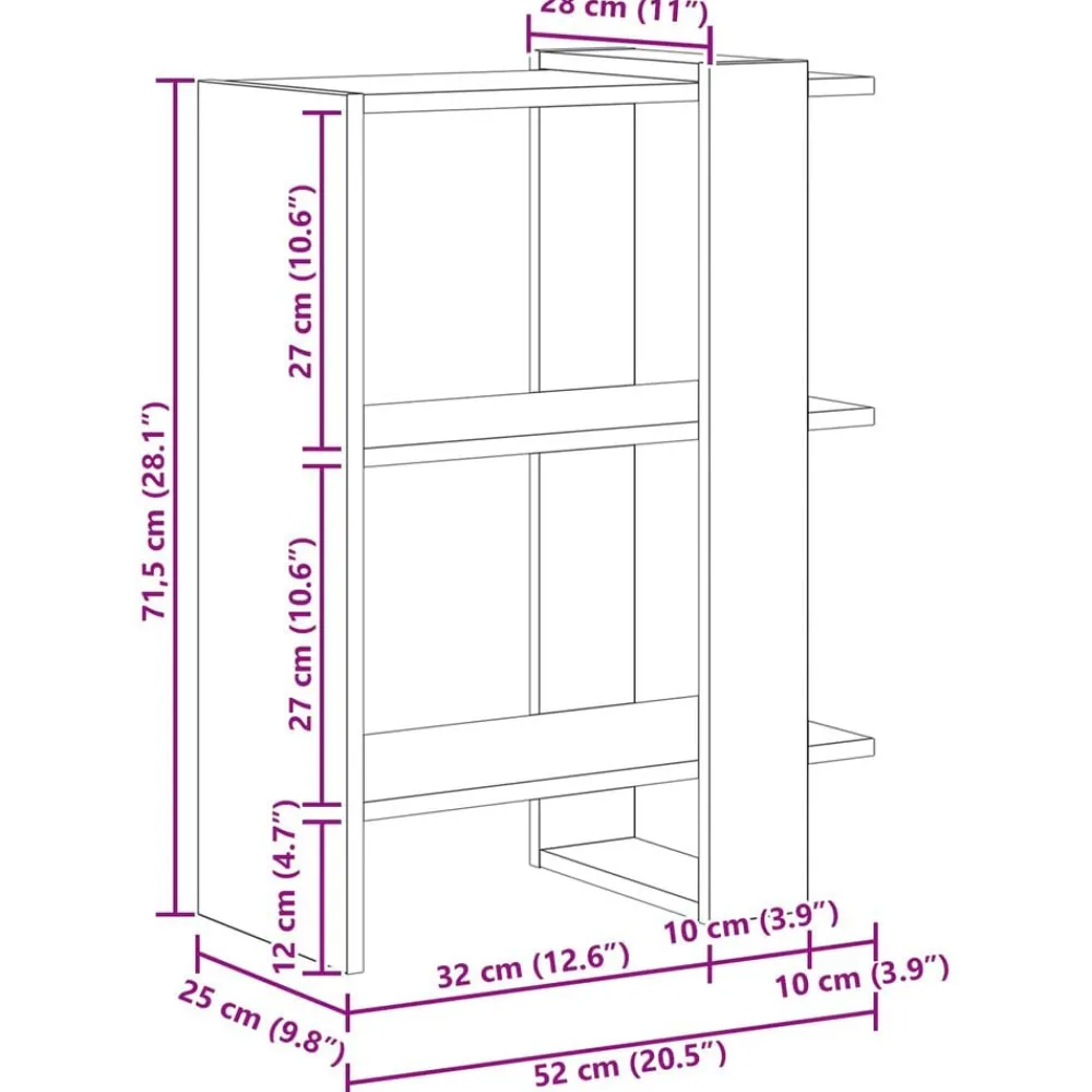 vidaXL Estante de libros Madera vieja 52 x 25 x 71,5 cm Madera envejecida