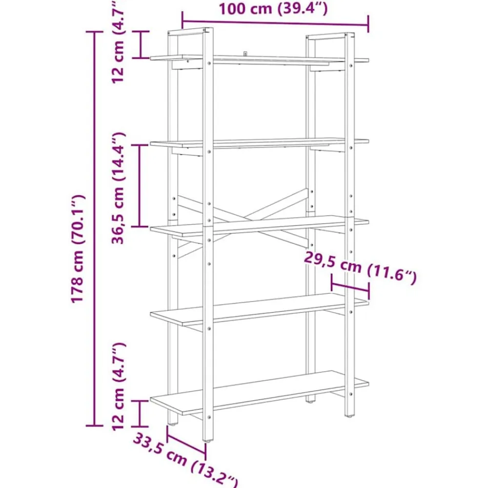 vidaXL Estante de libros Roble artesanal 100 x 33,5 x 178 cm Roble artisan Hot