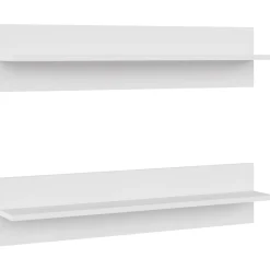 vidaXL Estante de pared 2 uds madera contrachapada 80x11,5x18cm Blanco