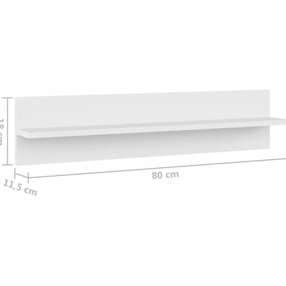 vidaXL Estante de pared 2 uds madera contrachapada 80x11,5x18cm Blanco