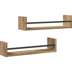 vidaXL Estante de pared 2 pcs Roble artesanal 60 x 16 x 14 cm Roble artisan Sale