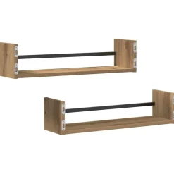 vidaXL Estante de pared 2 pcs Roble artesanal 60 x 16 x 14 cm Roble artisan Sale